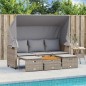 vidaXL Outdoor-Sofa 3-Sitzer mit Dach und Hockern Grau Poly Rattan vidaXL Outdoor-Sofa 3-Sitzer mit Dach und Hockern Grau Poly Rattan