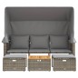 vidaXL Outdoor-Sofa 3-Sitzer mit Dach und Hockern Grau Poly Rattan vidaXL Outdoor-Sofa 3-Sitzer mit Dach und Hockern Grau Poly Rattan