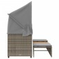 vidaXL Outdoor-Sofa 3-Sitzer mit Dach und Hockern Grau Poly Rattan vidaXL Outdoor-Sofa 3-Sitzer mit Dach und Hockern Grau Poly Rattan