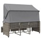 vidaXL Outdoor-Sofa 3-Sitzer mit Dach und Hockern Grau Poly Rattan vidaXL Outdoor-Sofa 3-Sitzer mit Dach und Hockern Grau Poly Rattan