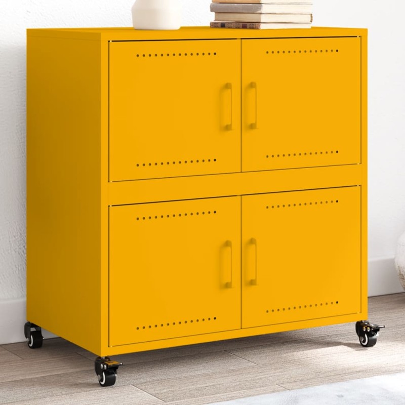 vidaXL Sideboard Senfgelb 68,5x39x72 cm Kaltgewalzter Stahl vidaXL Sideboard Senfgelb 68,5x39x72 cm Kaltgewalzter Stahl