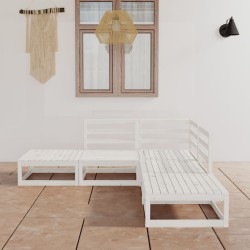 vidaXL 5-tlg. Garten-Lounge-Set Weiß Massivholz Kiefer
