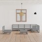 7-tlg. Garten-Lounge-Set Grau Kiefer Massivholz 7-tlg. Garten-Lounge-Set Grau Kiefer Massivholz