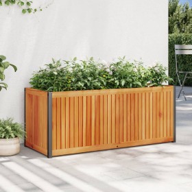 vidaXL Pflanzkübel 110x45x44 cm Massivholz Akazie und Stahl