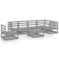 7-tlg. Garten-Lounge-Set Grau Kiefer Massivholz 7-tlg. Garten-Lounge-Set Grau Kiefer Massivholz