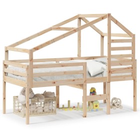 vidaXL Hochbett mit Dach 80x200 cm Massivholz Kiefer