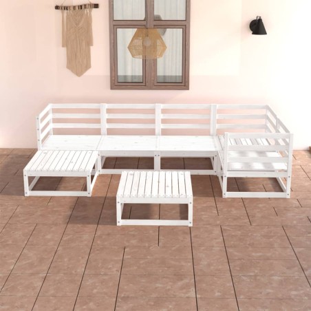 vidaXL 7-tlg. Garten-Lounge-Set Weiß Massivholz Kiefer