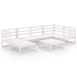 vidaXL 7-tlg. Garten-Lounge-Set Weiß Massivholz Kiefer