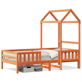 vidaXL Massivholzbett mit Dach Wachsbraun 90x200 cm Kiefer