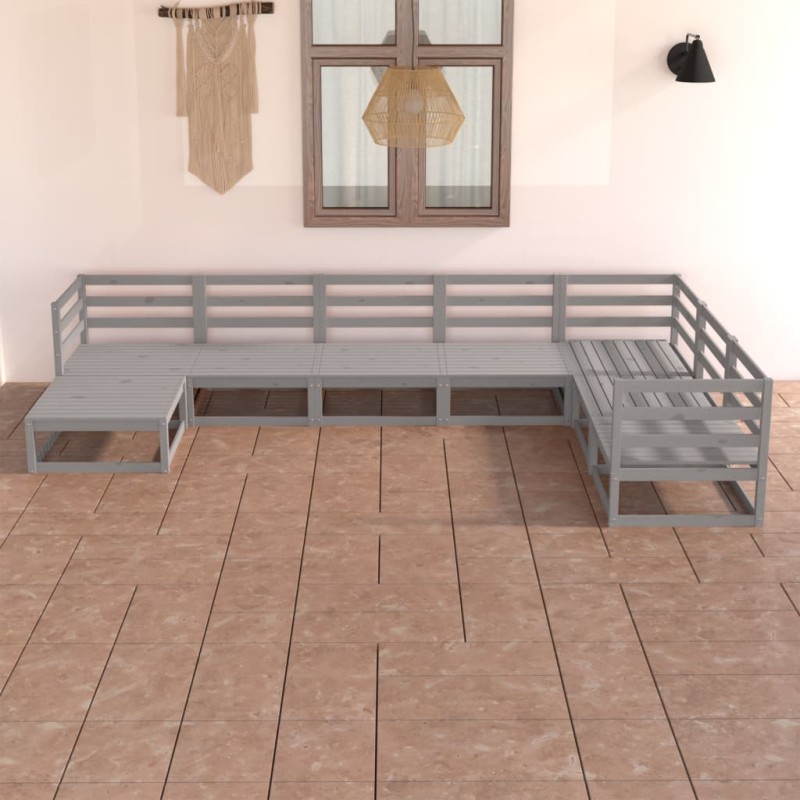 7-tlg. Garten-Lounge-Set Grau Kiefer Massivholz 7-tlg. Garten-Lounge-Set Grau Kiefer Massivholz