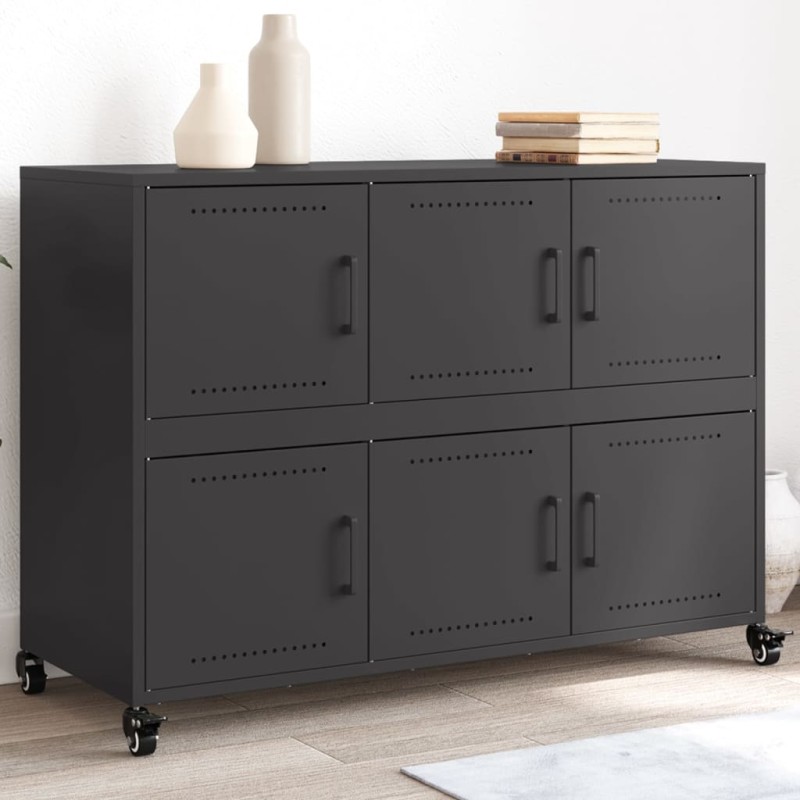 vidaXL Sideboard Schwarz 100,5x39x72 cm Kaltgewalzter Stahl vidaXL Sideboard Schwarz 100,5x39x72 cm Kaltgewalzter Stahl