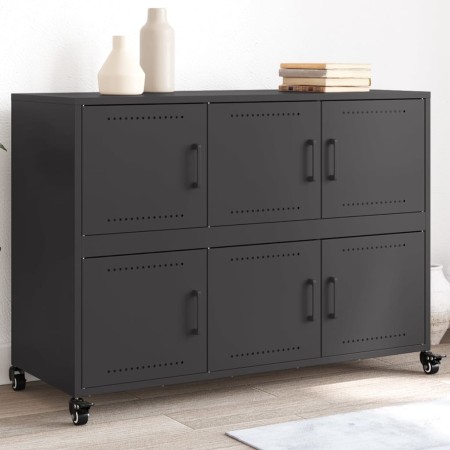 vidaXL Sideboard Schwarz 100,5x39x72 cm Kaltgewalzter Stahl