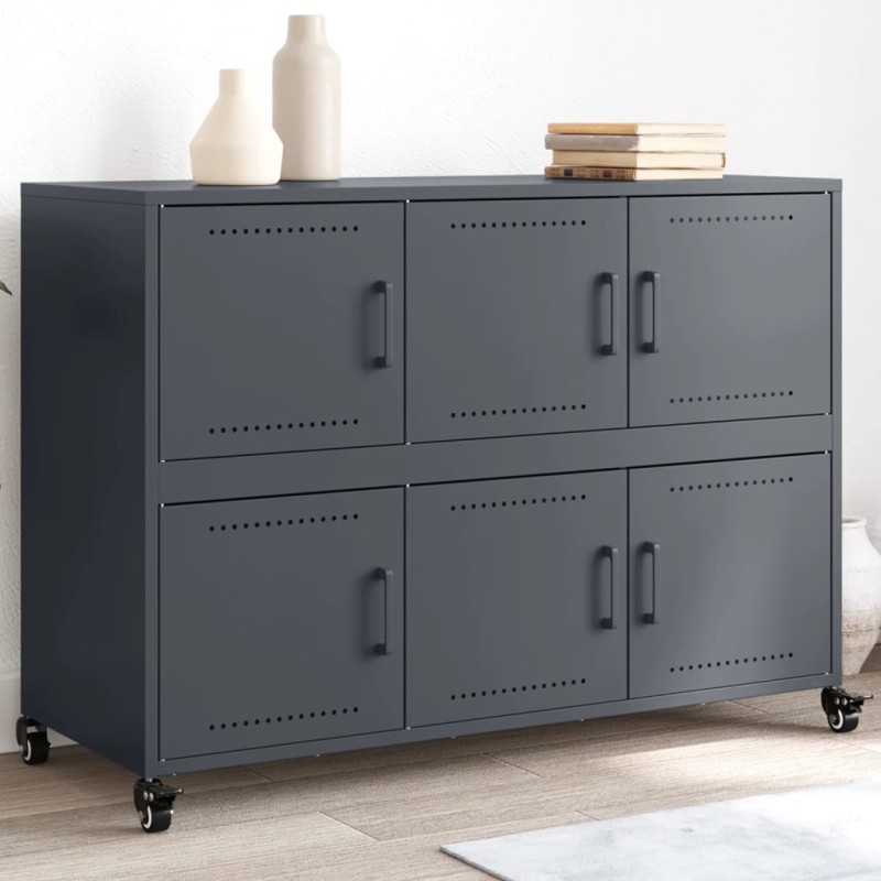 vidaXL Sideboard Anthrazit 100,5x39x72 cm Kaltgewalzter Stahl vidaXL Sideboard Anthrazit 100,5x39x72 cm Kaltgewalzter Stahl