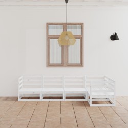 5-tlg. Garten-Lounge-Set Weiß Kiefer Massivholz