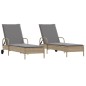 vidaXL Sonnenliegen mit Auflagen 2 Stk. Beige Poly Rattan vidaXL Sonnenliegen mit Auflagen 2 Stk. Beige Poly Rattan