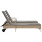 vidaXL Sonnenliegen mit Auflagen 2 Stk. Beige Poly Rattan vidaXL Sonnenliegen mit Auflagen 2 Stk. Beige Poly Rattan