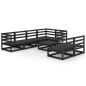 8-tlg. Garten-Lounge-Set Schwarz Massivholz Kiefer 8-tlg. Garten-Lounge-Set Schwarz Massivholz Kiefer