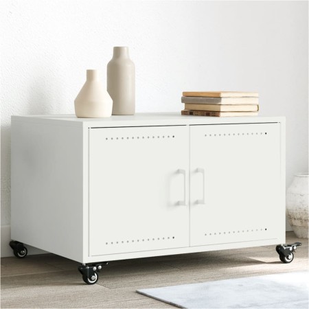 vidaXL Couchtisch Weiß 68x50x43,5 cm Kaltgewalzter Stahl