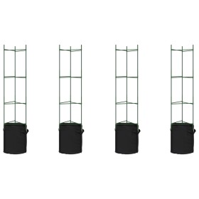 vidaXL Tomatenkäfige mit Pflanzsäcken 4 Stk. 154 cm Stahl und PP