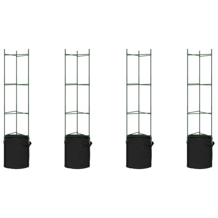 vidaXL Tomatenkäfige mit Pflanzsäcken 4 Stk. 154 cm Stahl und PP
