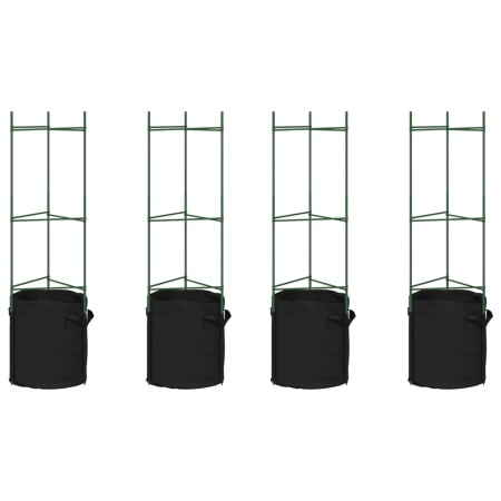 vidaXL Tomatenkäfige mit Pflanzsäcken 4 Stk. 116 cm Stahl und PP