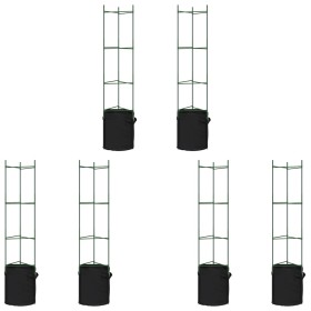 vidaXL Tomatenkäfige mit Pflanzsäcken 6 Stk. 154 cm Stahl und PP