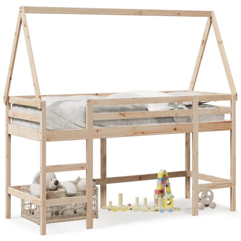vidaXL Hochbett mit Leiter und Dach 90x190 cm Massivholz Kiefer vidaXL Hochbett mit Leiter und Dach 90x190 cm Massivholz Kiefer