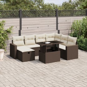 vidaXL 8-tlg. Garten-Sofagarnitur mit Kissen Braun Poly Rattan