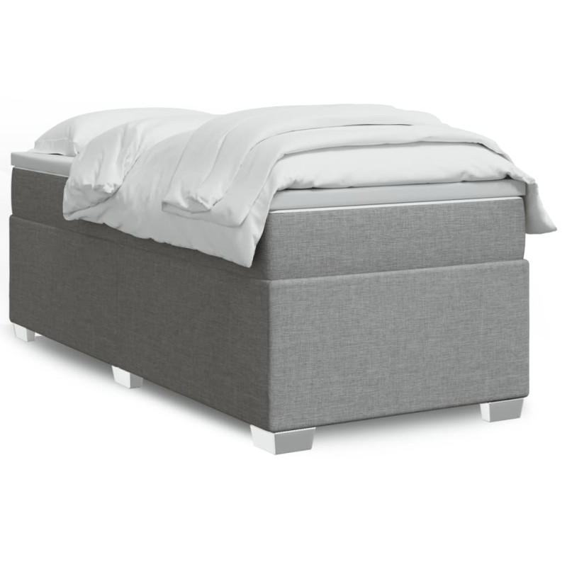 vidaXL Boxspringbett mit Matratze Hellgrau 80x200 cm Stoff vidaXL Boxspringbett mit Matratze Hellgrau 80x200 cm Stoff