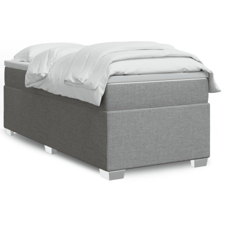 vidaXL Boxspringbett mit Matratze Hellgrau 80x200 cm Stoff