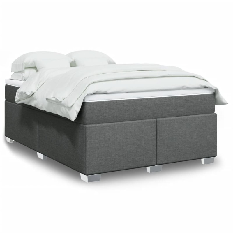 vidaXL Boxspringbett mit Matratze Dunkelgrau 140x190 cm Stoff vidaXL Boxspringbett mit Matratze Dunkelgrau 140x190 cm Stoff
