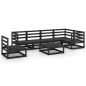 7-tlg. Garten-Lounge-Set Schwarz Massivholz Kiefer 7-tlg. Garten-Lounge-Set Schwarz Massivholz Kiefer