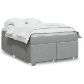 vidaXL Boxspringbett mit Matratze Hellgrau 160x200 cm Stoff