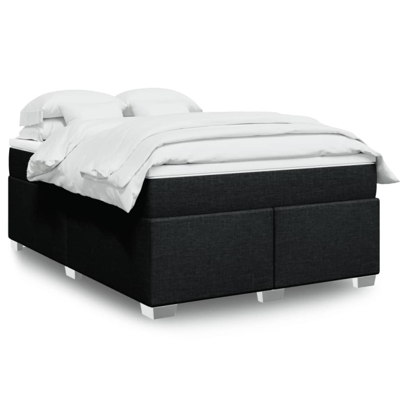 vidaXL Boxspringbett mit Matratze Schwarz 160x200 cm Stoff vidaXL Boxspringbett mit Matratze Schwarz 160x200 cm Stoff