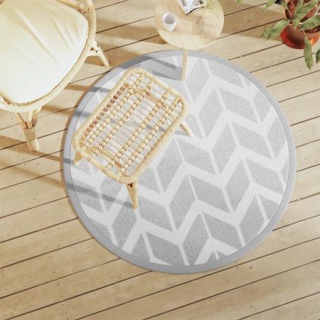 vidaXL Outdoor-Teppich Grau Ø120 cm PP