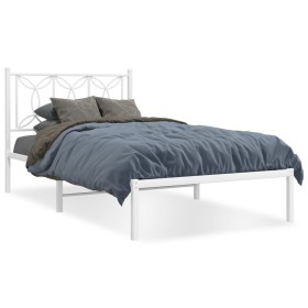 vidaXL Bettgestell mit Kopfteil Metall Weiß 107x203 cm
