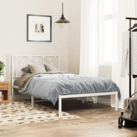 vidaXL Bettgestell mit Kopfteil Metall Weiß 100x190 cm
