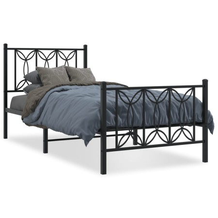 vidaXL Bettgestell mit Kopf- und Fußteil Metall Schwarz 90x190 cm