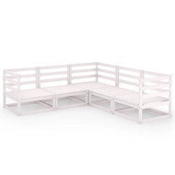 5-tlg. Garten-Lounge-Set Weiß Kiefer Massivholz