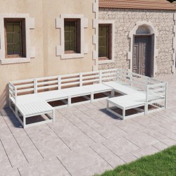 vidaXL 9-tlg. Garten-Lounge-Set Weiß Kiefer Massivholz