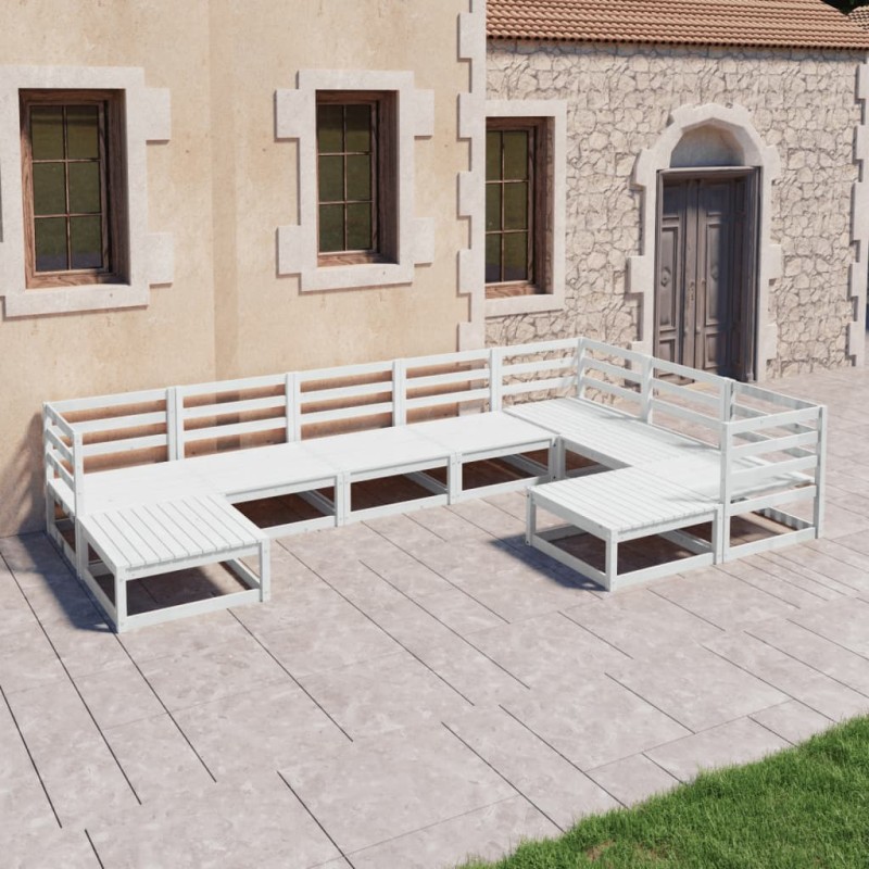 vidaXL 9-tlg. Garten-Lounge-Set Weiß Kiefer Massivholz vidaXL 9-tlg. Garten-Lounge-Set Weiß Kiefer Massivholz