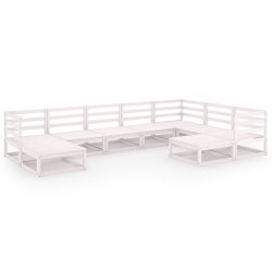vidaXL 9-tlg. Garten-Lounge-Set Weiß Kiefer Massivholz