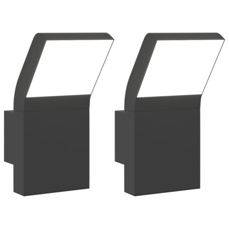 vidaXL LED-Außenwandleuchten 2 Stk. Schwarz Aluminiumdruckguss