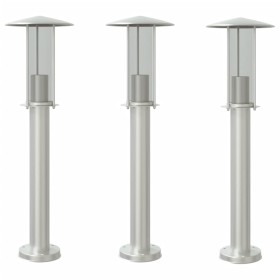 vidaXL Wegeleuchten 3 Stk. Silbern 60 cm Edelstahl