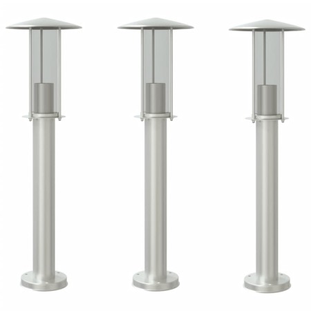 vidaXL Wegeleuchten 3 Stk. Silbern 60 cm Edelstahl