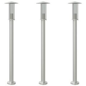 vidaXL Wegeleuchten 3 Stk. Silbern 100 cm Edelstahl