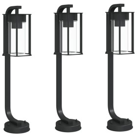 vidaXL Wegeleuchten 3 Stk. Schwarz 60 cm Edelstahl