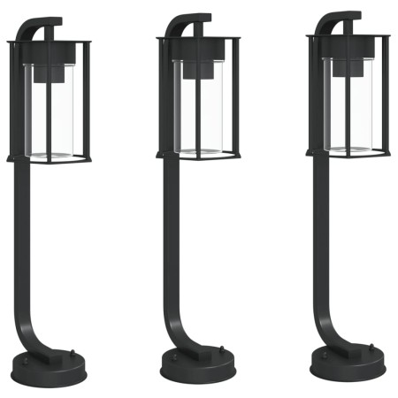 vidaXL Wegeleuchten 3 Stk. Schwarz 60 cm Edelstahl