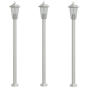 vidaXL Wegeleuchten 3 Stk. Silbern 120 cm Edelstahl