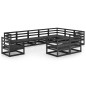10-tlg. Garten-Lounge-Set Schwarz Massivholz Kiefer 10-tlg. Garten-Lounge-Set Schwarz Massivholz Kiefer